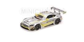 Mercedes Benz  - AMG GT3 2017 silver/yellow - 1:43 - Minichamps - 447173098 - mc447173098 | The Diecast Company