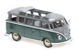 Volkswagen  - T1 Samba Bus 1961 grey/green - 1:43 - Maxichamps - 940052300 - mc940052300 | The Diecast Company