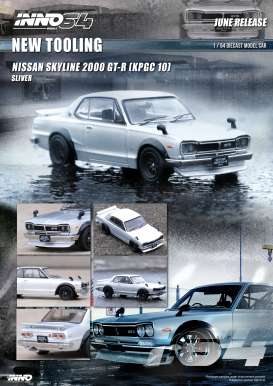 Nissan  - Skyline silver - 1:64 - Inno Models - in64-KPGC10-SIL - in64KPGC10SIL | The Diecast Company