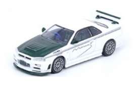 Nissan  - Skyline GT-R white/green carbon - 1:64 - Inno Models - in64-R34RT-MINESGC - in64R34RTMinesgc | The Diecast Company