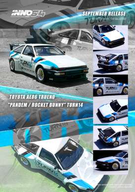 Toyota  - AE86 Sprinter white/black/blue - 1:64 - Inno Models - in64-AE86TP-TURN14 - in64AE86TP-TURN14 | The Diecast Company