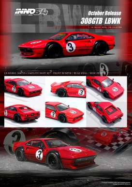 LB Works  - (Ferrari) 308 GTB 2023 red - 1:64 - Inno Models - in64-LBWK308-RED - in64LBWK308-RED | The Diecast Company