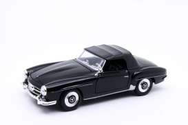Mercedes Benz  - 190 SL with Soft Top 1955 black - 1:24 - Welly - 24118H - welly24118Hbk | The Diecast Company
