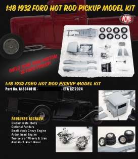 Ford  - Hot Rod Pick-up Metal Kit 1932 grey primer - 1:18 - Acme Diecast - 1804101K - acme1804101K | The Diecast Company