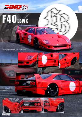 LB Works  - LBWK F40 Tokyo Salon red - 1:18 - Inno Models - in18R-LBWKF40-RED - in18R-LBWKF40-RED | The Diecast Company