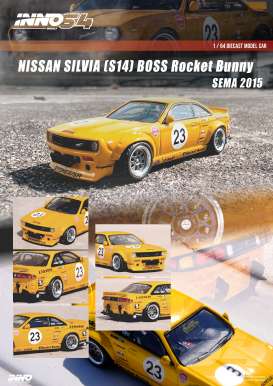 Nissan  - Silvia S14 2015 yellow - 1:64 - Inno Models - in64-S14B-RB15 - in64S14BRB15 | The Diecast Company
