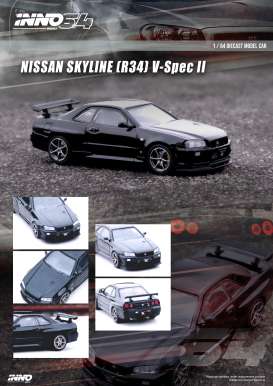 Nissan  - Skyline GT-R black - 1:64 - Inno Models - in64-R34VS-BLA - in64R34VSBLA | The Diecast Company