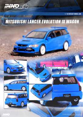 Mitsubishi  - Lancer blue - 1:64 - Inno Models - in64-EVO9W-BLU - in64EVO9WBLU | The Diecast Company