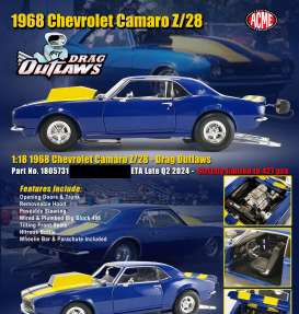 Chevrolet  - Camaro *Drag Outlaws* 1968 blue/yellow - 1:18 - Acme Diecast - 1805731 - acme1805731 | The Diecast Company